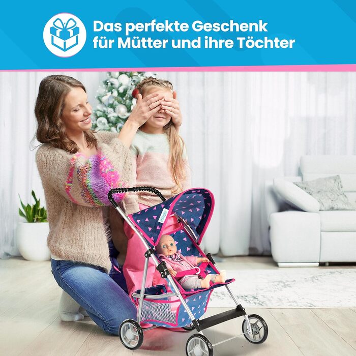 Коляска для ляльок Kinderplay лялькова коляска-баггі, коляска - дитяча іграшка, лялькова коляска для ляльок, сучасна, KP0280T Navy