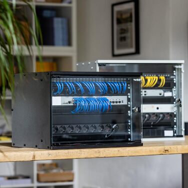 Мережева шафа HMF 65704-02, серверна шафа 19 дюймів 4U Глибина 400 мм скляні двері чорний 4U чорний