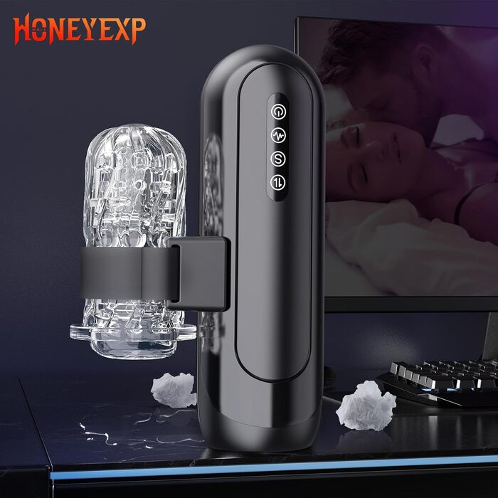 Електричний мастурбатор Honeyexp для чоловіків з 6 телескопічними функціями, 5 регульованими швидкостями та 10 режимами вібрації
