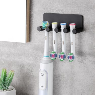 Тримач зубної щітки OETAMS Настінний тримач електричної зубної щітки Без свердління Тримач головки щітки Тримач зубної щітки з нержавіючої сталі Самоклеючий тримач головки зубної щітки чорний