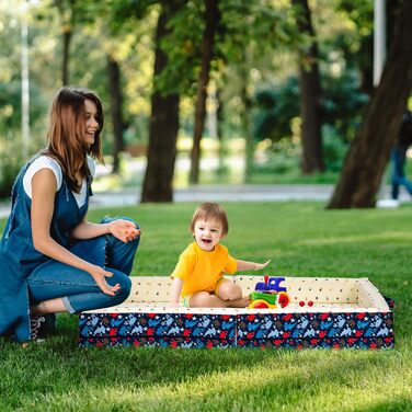 Бавовняна підкладка, портативне, складне дитяче ліжечко для подорожей мяке пінопластове ліжко з чохлом, який можна прати, безпечне та зручне дитяче ліжечко, колір океанського блакитного, 100