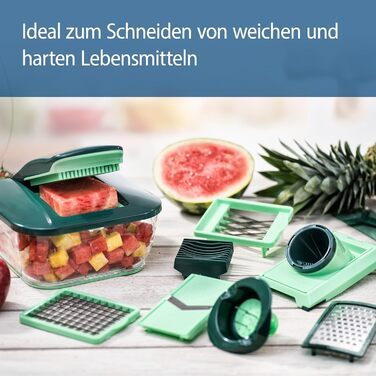 Фруктова нарізка, Овочева нарізка, Цибульна нарізка, Подрібнювач, Овочева нарізка, Мандоліна, Зелений, 15 шт., )