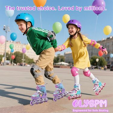 Роликові ковзани для дітей, дівчаток та хлопчиків, райдужний дизайн, дитячі роликові ковзани 4 розмірів для використання в приміщенні та на вулиці, розмір S (EU 28-31), фіолетовий