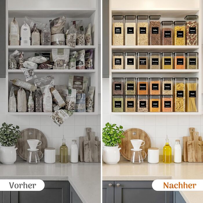 Герметичні банки для зберігання з кришками, набір з 12 шт. , скляні контейнери для зберігання з кришками, скляні контейнери для кухні, банки для зберігання пластівців, печива та продуктів, загальний об&39єм 9,2 літра