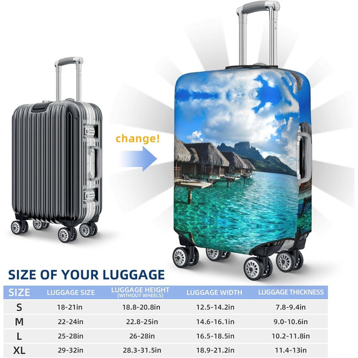 Чохол для валізи Морський пейзаж, еластичний захист від подряпин та пилу, чорний, розмір 85 см