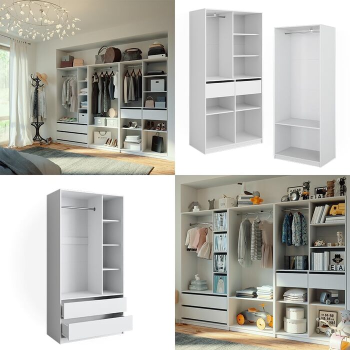 Шафа Vicco Elmo, біла, 280 x 200 см, комплект із 3 предметів (білий 100 x 200 см)