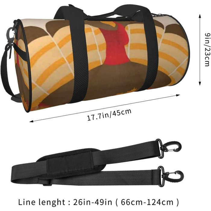 Дорожня сумка з дизайном Щасливого Дня Подяки (індичка з кленовим листям), спортивна сумка для чоловіків та жінок, сумка-мішок, спортивна дорожня сумка