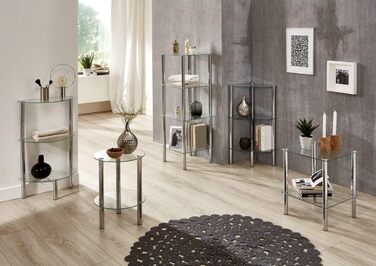 Меблева полиця HAKU Хром, Метал, Безпечне скло - Розміри Ш 39 x В 107 x Г 39 см, Стиль Сучасний Ш 39 x В 107 x Г 39 см Хром