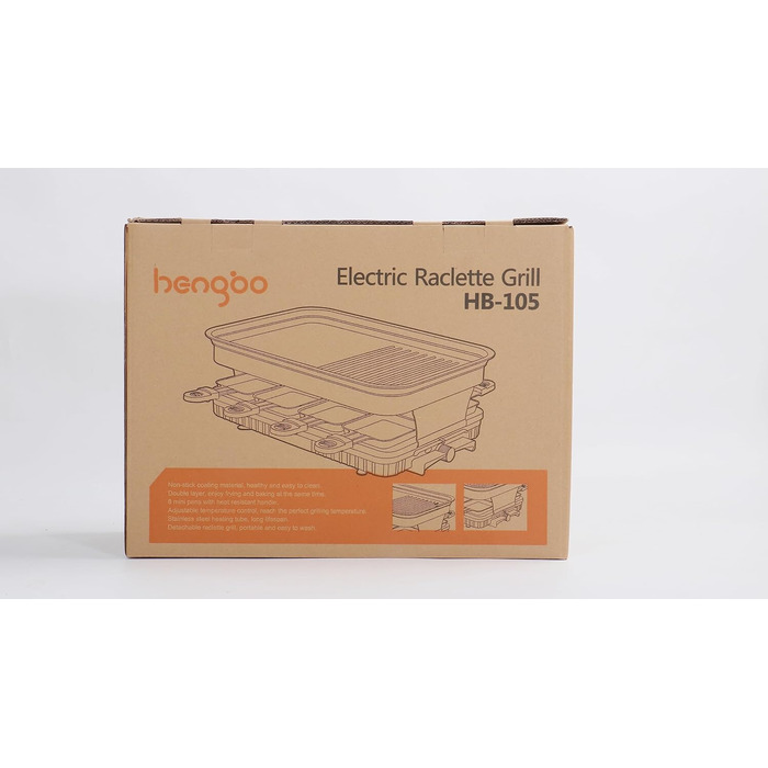 Раклетний гриль на 8 осіб з антипригарним покриттям, раклет з 8 міні-сковородами для раклету та 4 дерев'яними лопатками, плавно регульована температура, 1500 Вт, нержавіюча сталь 8 осіб