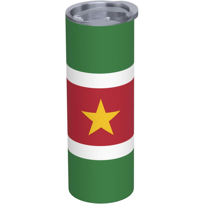 Кухоль з прямою трубочкою, дизайн Прапор Суринаму, друкований, дорожній кухоль, підходить для кемпінгу, офісу та дому, 590 мл