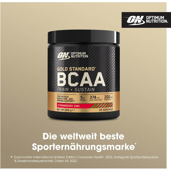 Порошок BCAA Optimum Nutrition Gold Standard, зі смаком полуниці та ківі, 266 г, 28 порцій