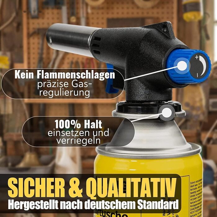 Газовий пальник MAGNUM з 8 картриджами по 227 г Зварювальний пальник, макс. температура 1300C Паяльна лампа з п&39єзорозпалом Кухонний пальник Бунзена