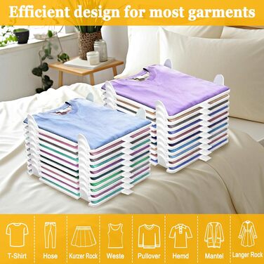 Елементний штабелируемий органайзер для футболок, органайзер для шафи, органайзери для гардеробу для дорослих та дітей, штабелируемий для одягу, футболок, сорочок, 20-