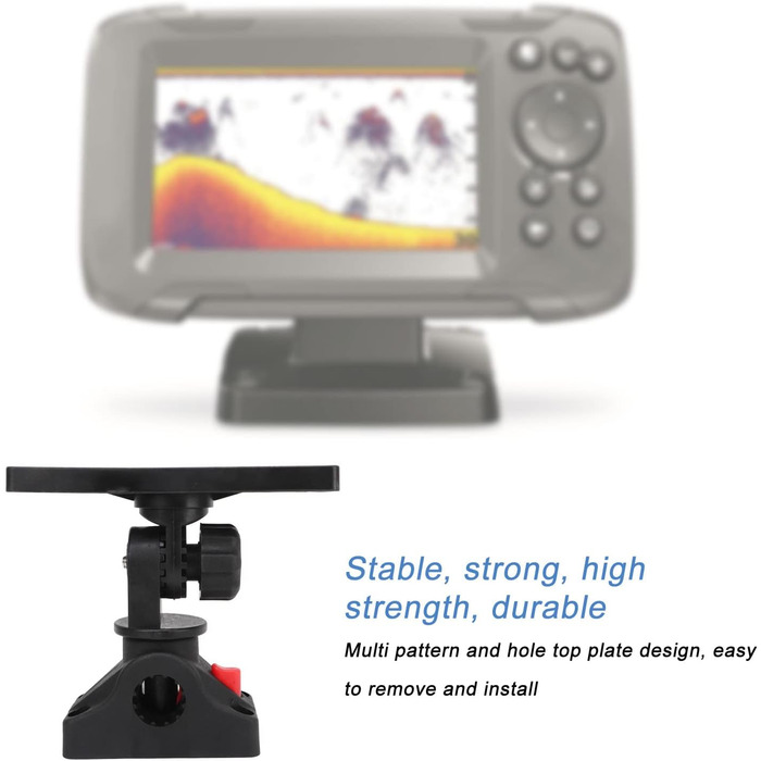 Кронштейн ехолота, обертання на 360 градусів, універсальна монтажна пластина, кронштейн ехолота морської електроніки для човнів, байдарок, електроніки GPS, ехолота та глибиноміра (чорний)