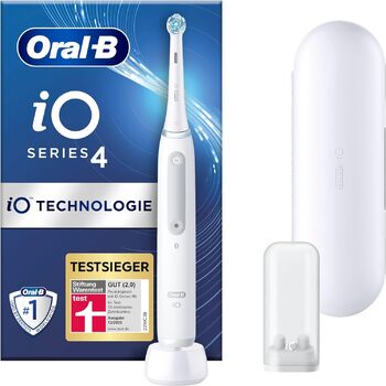 Електрична зубна щітка Oral-B iO Series 4, 4 режими чищення для догляду за зубами, подарунок до Дня Святого Валентина для нього/неї, розроблений Braun, досить білий, ПЕРЕМОЖЕЦЬ ТЕСТУ Stiftung Warentest (12/2023)