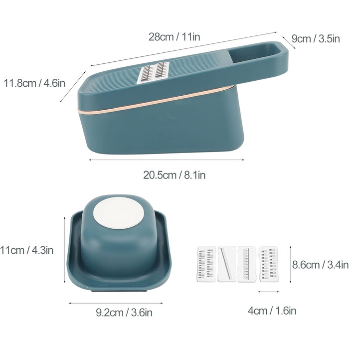 Багатофункціональний подрібнювач овочів Miokycl, ручний подрібнювач сиру із захисним кожухом для рук для зливу, шинкування, зберігання овочів