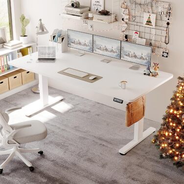 Стіл з регульованою висотою 180 x 80 см, стіл з електричним регулюванням висоти та функцією пам&39яті, ігровий стіл, регульований стіл, комп&39ютерний стіл для офісу, стіл для роботи стоячи, білий 180 x 80 см