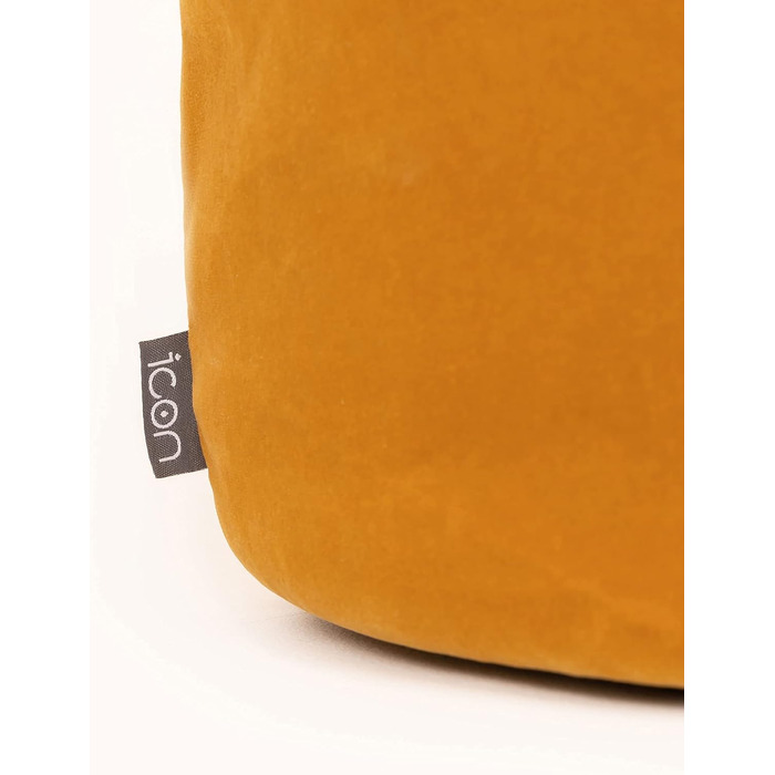 Табурет Icon Milano, жовтий, пухнаста оксамитова тканина, оксамитова крісло-мішок, пуф з наповнювачем, пуф для ніг для вітальні, декор для вітальні жовтий 55Г x 55Ш x 35В см
