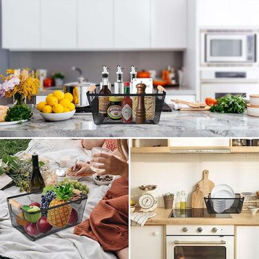 Дротяні кошики, 2 шт. металеві кошики, кошики для зберігання, кухонний кошик з дерев&39яними ручками, підвісний органайзер для фруктових кошиків, багатофункціональні сітчасті металеві кошики, полиці-кошики для кухні, комори, ванної кімнати, спальні