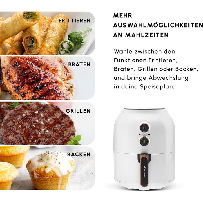 Аерофритюрниця Karaca Multifry, фритюрниця, легке очищення, енергозбереження, здорове смаження, 3,5 літра, білий 1350 Вт