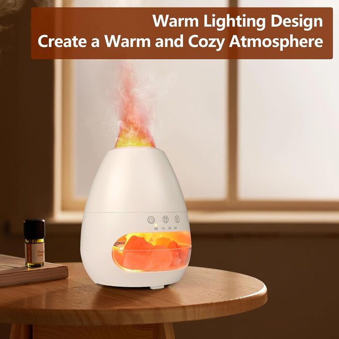 Аромадифузор, полумя зволожувача Glovios 200 мл, дифузор ефірних олій із функцією синхронізації, ароматична лампа для домашнього офісу, ароматична йога, безводне автоматичне відключення/низький рівень шуму (білий)