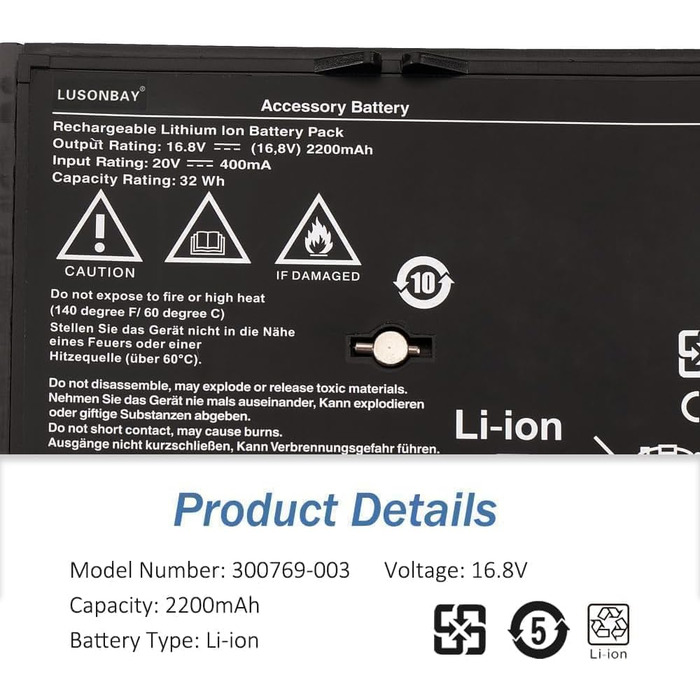 Батарейка 4ICR19/66, сумісна з портативною цифровою музичною системою Bose SoundDock, серії SoundLink Air, 16,8 В, 32 Втгод, 300769-003 300769-001 300769-002 300769-004 300770-001