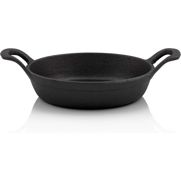 Чавунна сервірувальна сковорода з дерев'яною основою Ø 16 см вже запечена - попередньо приправлена чавунні сковороди-гриль, сервір