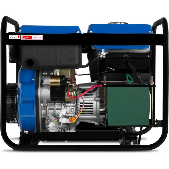 Дизельний аварійний генератор EBERTH потужністю 5000 Вт, генератор з дизельним двигуном потужністю 10 к.с., 4-тактний, електричний запуск, 3-фазний, 400 В, 230 В, 12 В, автоматичний регулятор напруги (AVR), захист від низького рівня оливи, 3-фазний (400 В