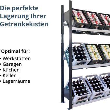 Стелаж для напоїв SCHULTE Regalwelt до 12 ящиків, 180x136x30 см (ВxШxГ), вантажопідйомність на полицю 60 кг, чорно-сріблястий