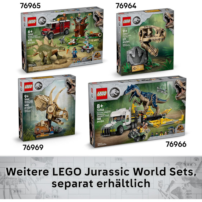 Конструктор для хлопчиків та дівчаток віком від 7 років, набір для будівництва з динозаврами, подарунок для дітей, модель з рухомим ротом, головою та хвостом 76967