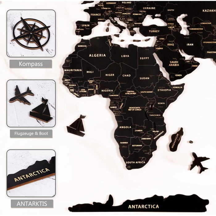 Карта світу настінне оздоблення з дерева, чорна карта світу карта подорожей настінне оздоблення настінне мистецтво для офісу, віта