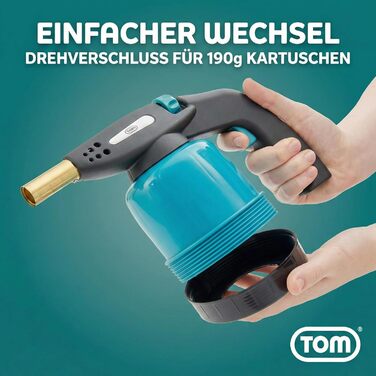 Комплект газових паяльників TOM вкл. 4 універсальні газові балончики по 190 г 1300C Паяльна лампа для мякого або твердого паяння Пєзорозпал Газовий пальник Бунзена (паяльник з 4 газовими балончиками)