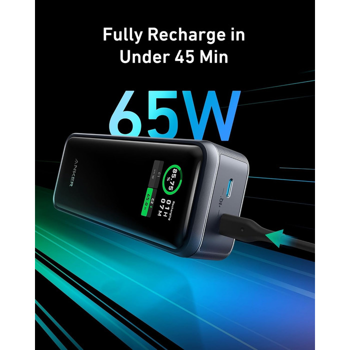 Портовий зарядний пристрій на 12 000 мАг потужністю 130 Вт, розумний дисплей, сумісний з iPhone 14/13 серії, Galaxy, MacBook, Dell