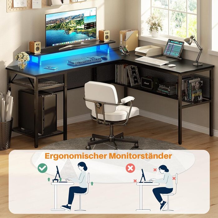 Г-подібний ігровий стіл, 14117x76 см, комп&39ютерний стіл з відділенням для зберігання речей, офісний стіл з двостороннім кутовим столом для навчання, ігровий, домашній офіс, чорний