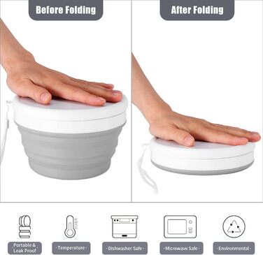 Набір посуду для кемпінгу Odoland, що включає складну силіконову миску та дорожню кружку з кришкою, ложку для салату з нержавіючої сталі для походів, активного відпочинку, кемпінгу, піших прогулянок та пікніків