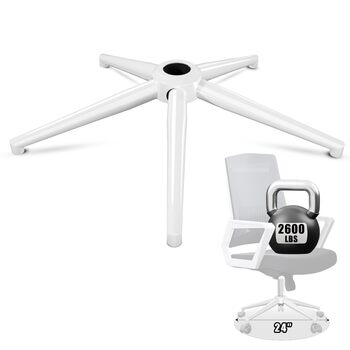 Поворотна основа для офісного крісла, посилена металева основа для робочого крісла, універсальні колеса та газова пружина, корпус білого кольору, 60