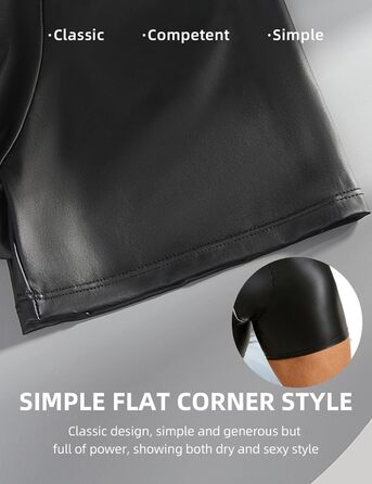 Чоловічі PU-шкіряні боксерки ohyeahlady, еротична білизна, з виступною U-подібною кишенею та блискавкою, чорний, L