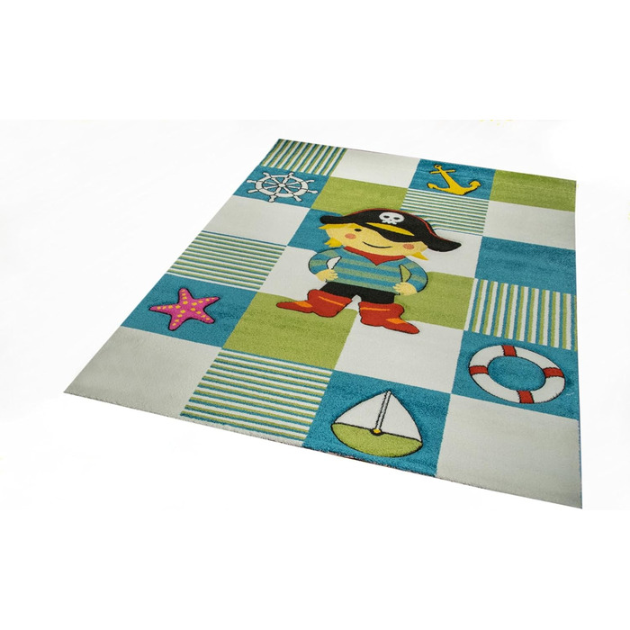 ДИТЯЧИЙ КИЛИМ ПІРАТСЬКИЙ ІГРОВИЙ КИЛИМ БІРЮЗОВО-СИНІЙ КРЕМ Розмір 200 х 290 см