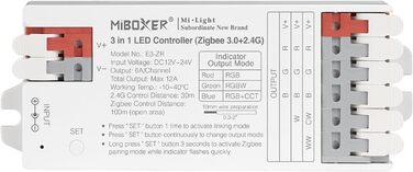 Диммер Milight Miboxer Zigbee3.0, одноколірний контролер світлодіодної стрічки, 12 В/24 В, сумісний із додатком Zigbee Storeo Echo / голосовим керуванням, (E3-zr)