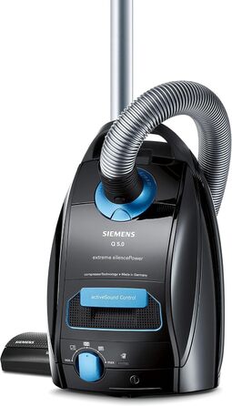 Пилосос із мішком Siemens Q5.0 Extreme silencePower VSQ5X1230 (850 Вт, чорний) та набір мішків Swirl S 73 MicroPor Plus з фільтрами, 4 шт.