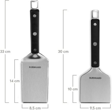 Лопатка для гриля та скребок для гриля BURNHARD, набір 2 шт. з перевертачем бургерів, інструментами для гриля з нержавіючої сталі,