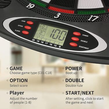 Електронна мішень для дартсу, Електронна мішень для дартсу з 12 дротиками та 30 змінними наконечниками, Електронна мішень для дартсу з голосовим керуванням та РК-дисплеєм, Мішень для дартсу на батарейках, Електрична мішень для дартсу, Нова версія