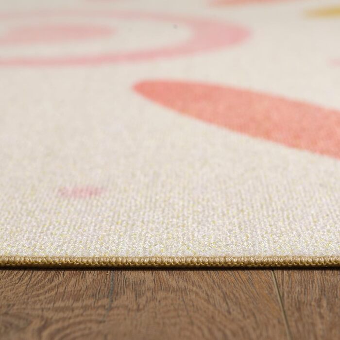 Коротковорсовий дитячий килим для хлопчиків і дівчаток 140 x 200 см Кремовий дизайн сонце і зірки - Килим, що миється Дуже м'який