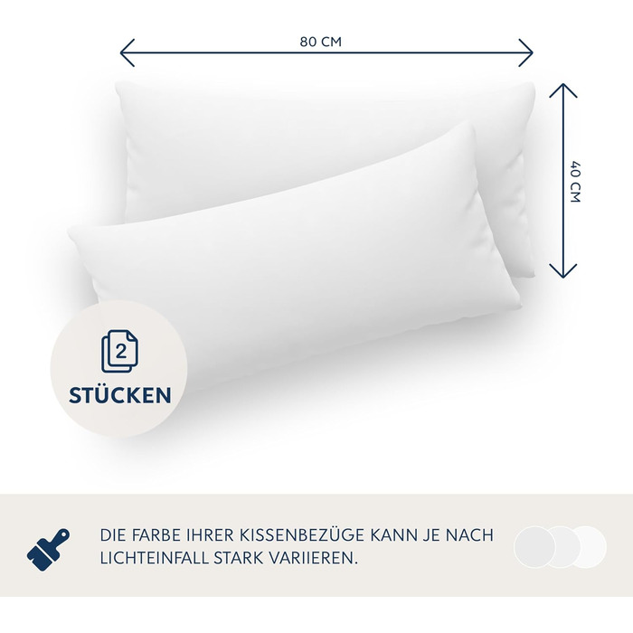 Наволочка 40 х 80 (Комплект з 2 шт. ) - 100 Джерсі Бавовна 150 г/кв.м Наволочки -Білі - Для подушки 40 х 80 см - Наволочка - Навол