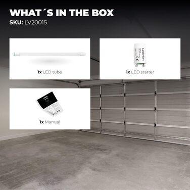 Світлодіодна люмінесцентна лампа Ledvion 150 см, 28 Вт, 4000 К, 185 лм/Вт, енергоємність B, економія електроенергії 60, світлова потужність 5180 л, 75 000 годин, включно зі світлодіодним ліхтарем, чіпи Lumileds