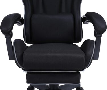 Ігровий стілець з підставкою для ніг - м&39які підлокітники - регульована висота - чорний