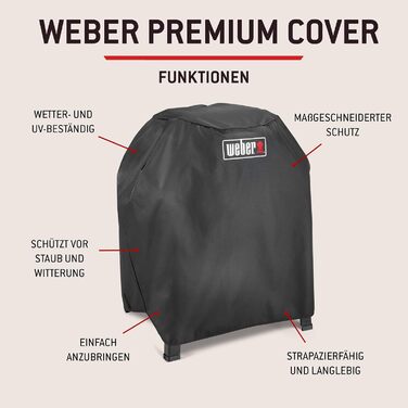 Захисний чохол Weber Premium для гриля Lumin на підставці, повітропроникний, стійкий до УФ-випромінювання та вологи, захист від вітру та негоди, з застібкою-липучкою чорний (3401289)