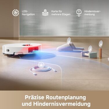 Робот-пилосос Dreame D20 Pro Plus потужність 13 000 Па, DuoBrush для шерсті тварин, очищення кутів, самоочищення, LDS-навігація та лазерне уникнення перешкод, сухе та вологе прибирання твердих підлог і килимів, акумулятор 5 200 мАг