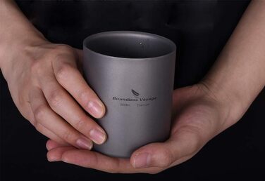 Титанова кружка для кемпінгу на відкритому повітрі 300 мл Дорожня кружка з подвійними стінками, ізольована чашка, складна кавова посуд, легкий міцний посуд для щоденного використання, походів Ti3029D 300 мл чашка-ti3029d