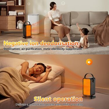 Енергозберігаючий електричний вентилятор-обігрівач, 600 Вт, керамічний нагрівач PTC із захистом від перегріву та перекидання, 2 налаштування термостата, 12-годинний таймер, для офісу, дому, гуртожитку, ванної кімнати